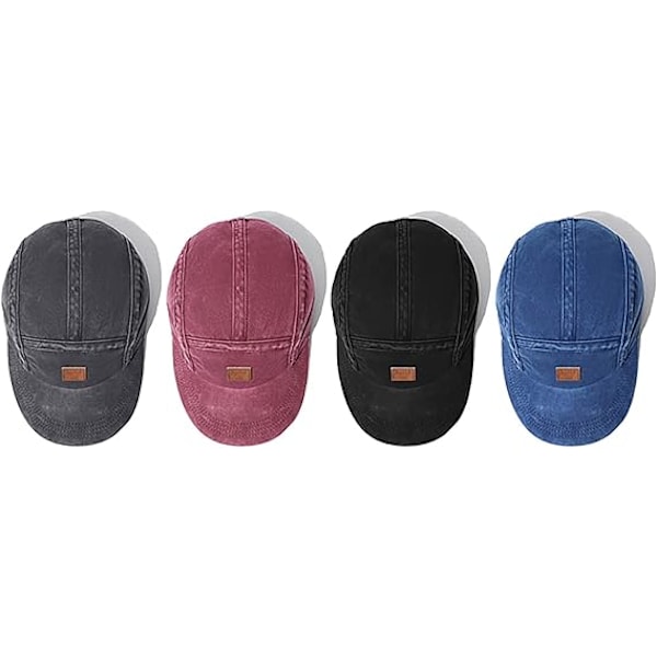 Bomuld Vasket Baseball Cap Vintage 5 Panel Cap Lav Profil Dad Hat Casual Solhat, rød