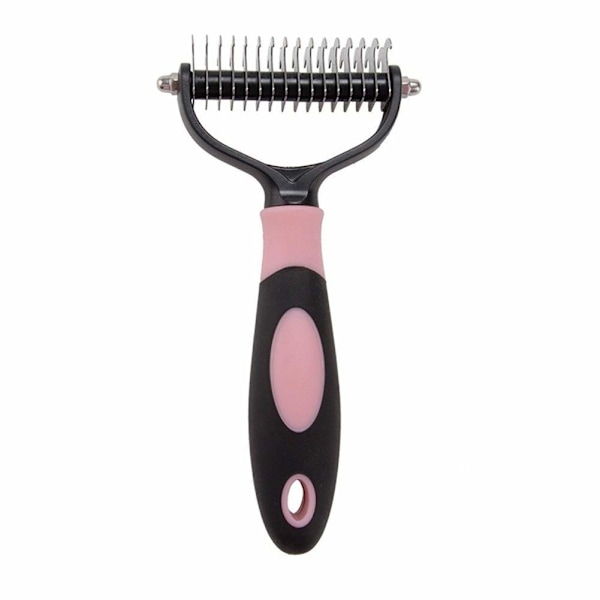 Professionel 2-sidet Dematting Hundekam Kat Sikkerhed (Pink, S)