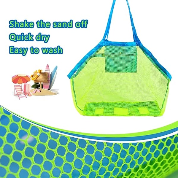 2 stk. - Mesh Strandveske Sammenleggbar Sandfri Tote