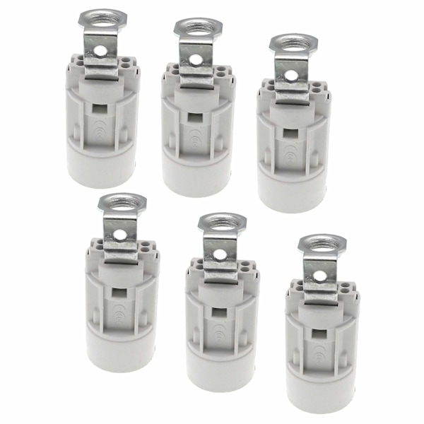 E14 flammepære sokkel, grå, SES 52mm høy, 1/8 IPS gjenger 6-pakning