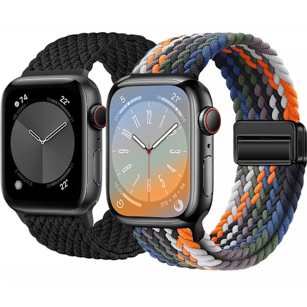 Flettet Elastisk Solo Loop Rem Kompatibel med Apple Watch Remme 38mm 40mm 41mm, Justerbar Strækbar Sportsarmbånd til iWatch Serie