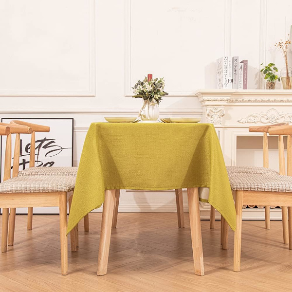 Vattenavvisande Tvättbar Rektangulär Bordsduk i Faux Linne 55x55 Tum, Fruktgrön Fruit Green