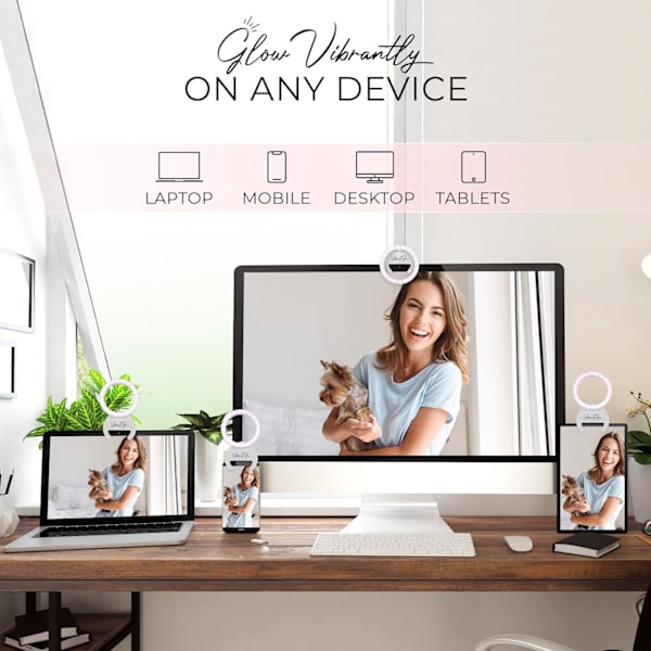 Telefon Ringlys Klips, Roterbart Selfie Ringlys for Telefon, Tablet, Bærbar PC med USB-C Ladingkabel - 3 Fargemoduser & 5 Lysstyrkenivåer