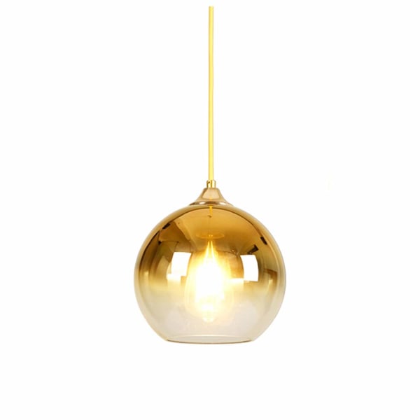 Sfærisk gradient farve glas pendel Moderne glas lampe lysekrone hængende lys (guld, 20 cm)