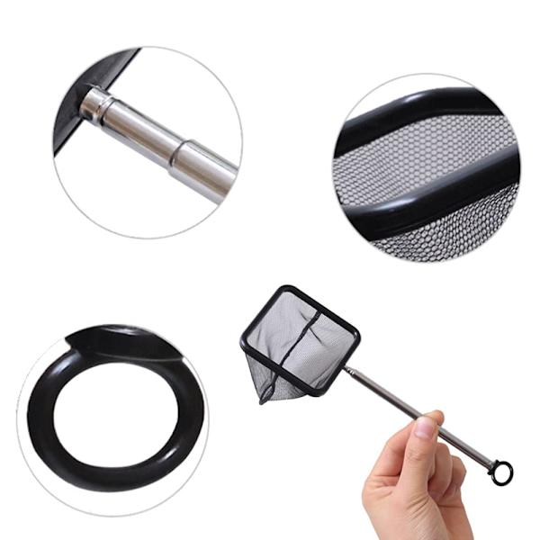 7,5 cm fiskenett med teleskopisk langt håndtak fint maske fiskenett reke skimming nett for fisketank eller lite akvarium (teleskopisk rekkevidde 22-42 cm)