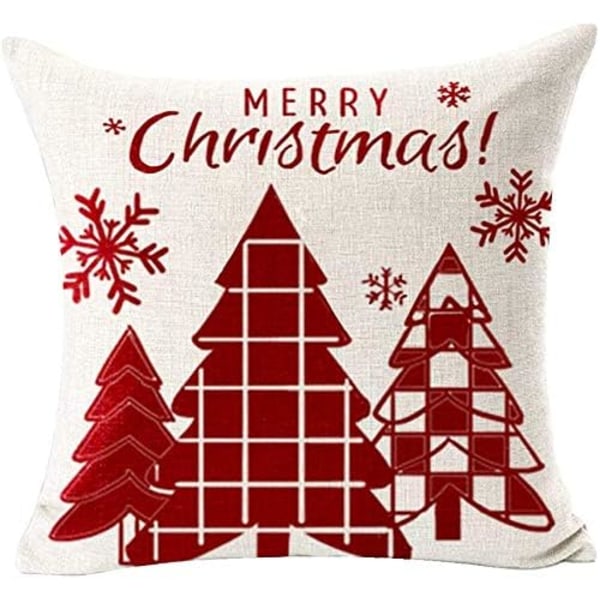 Kuddfodral God Jul Set om 4 Bomull och Linne 45x45cm