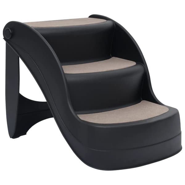 vidaXL Sammenklappelig 3-trins hundetrappe sort Black black