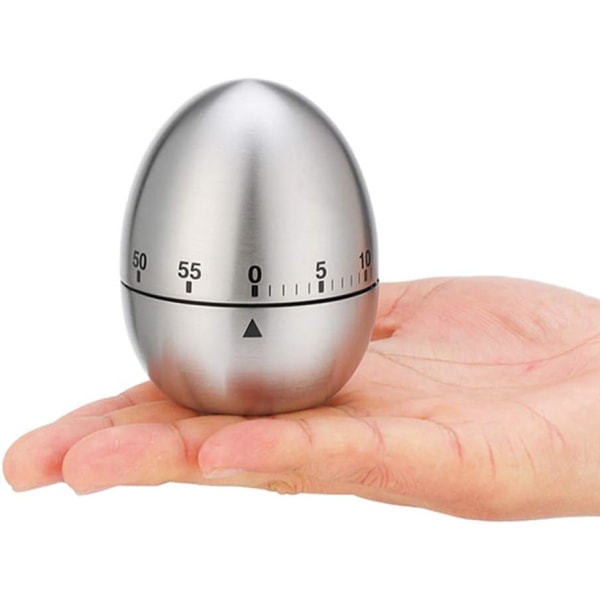 Egg Timer Timer Klokke Kjøkken Timer Matlaging Timer Påminnelsestimer Mekanisk Påminnelse Søt Timer Mekanisk Roterende Alarm(Sølv，Egg Form)