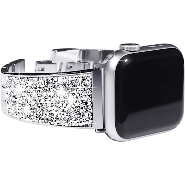 Kompatibel med Apple Watch Band 42mm 44mm 45mm, Krystalldiamanter Bytt Armbånd for iWatch Series Kvinner