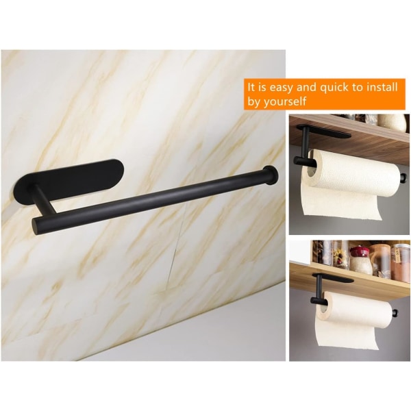 Keittiörullan pidike, BangShou-paperipyyhe-annostelija kaapin alla, seinään kiinnitettävä itsekiinnittyvä ruostumattomasta teräksestä valmistettu pyyhekuivain kylpyhuoneeseen