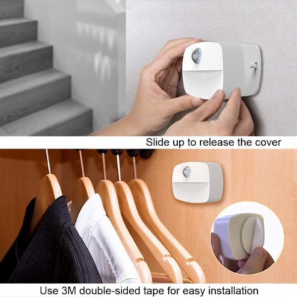 4-pack 3A batteridriven (ingår ej) rörelsesensorlampa