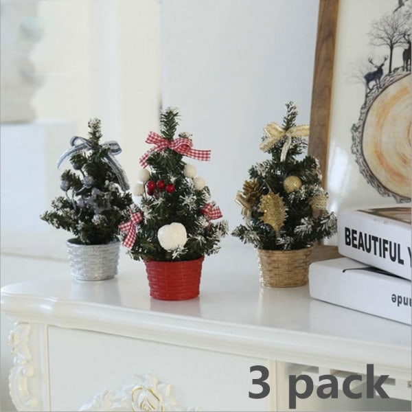 3 pakke nyt 8" kunstigt falsk mini juletræ