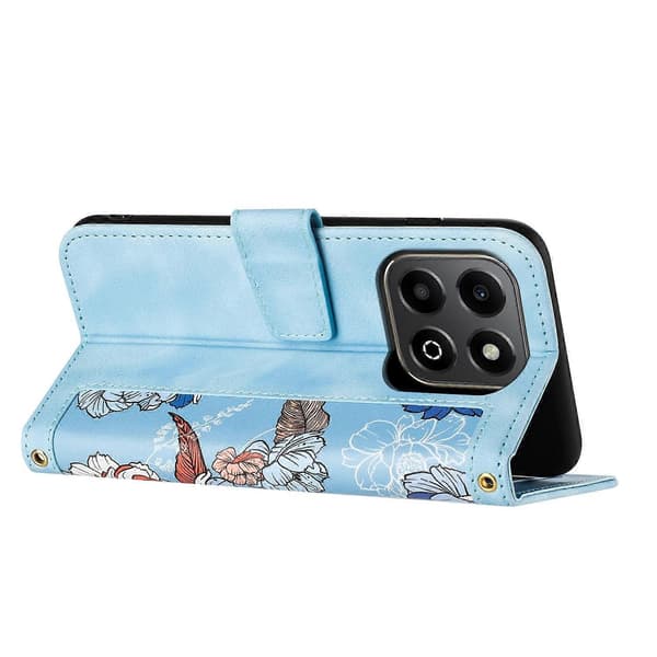 Blommigt läderfodral med snodd For Honor X6b
