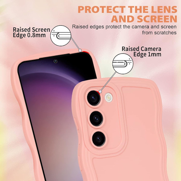 Samsung Galaxy S23 Plus -puhelin kotelo tytöille ja naisille, Söpö kihara aaltoileva muoto nestemäinen silikoni joustava pehmeä iskunkestävä kameran suojapuskuri pink S23 Ultra