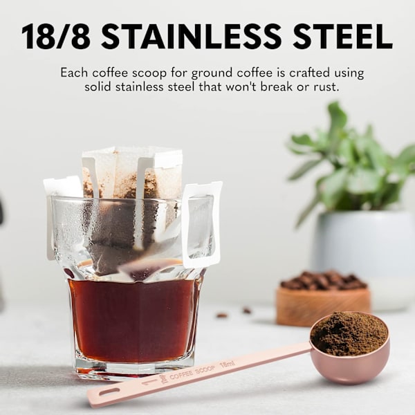 Mätningsskedar i rostfritt stål för kaffe - Mätningsskedar för malet kaffe, espresso, te, socker och mjölkpulver (2 storlekar)