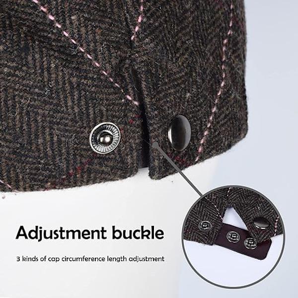 Tweed Flat Cap för Män Körkeps Newsboy Cap - Justerbar Trendig Newsboy Irländsk Basker, Höst Vinter, 55-59 CM Coffee