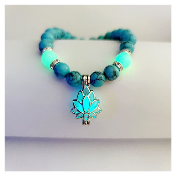 Ångestlindrande armband, lysande glödande lotusblommaformad berlockarmband