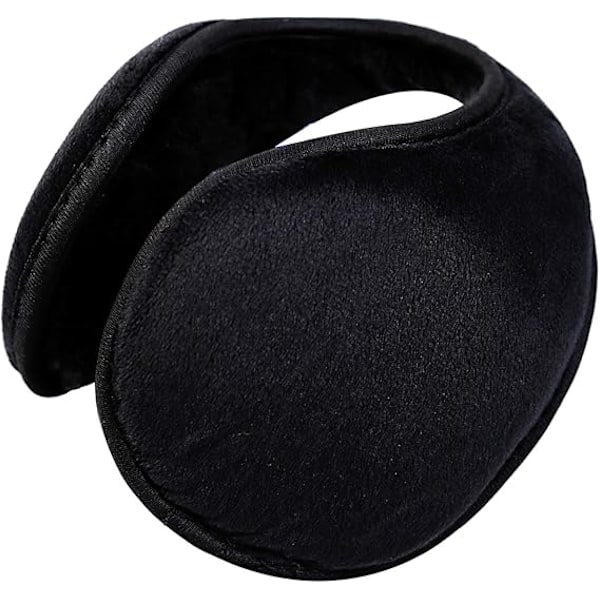Ørevarmere til mænd og kvinder Klassisk fleece Unisex Vinter Varme Ørekopper (Sort)