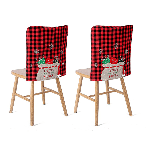 Jule Stolstoltrekk Sett med 2, Buffalo Plaid (Rød)