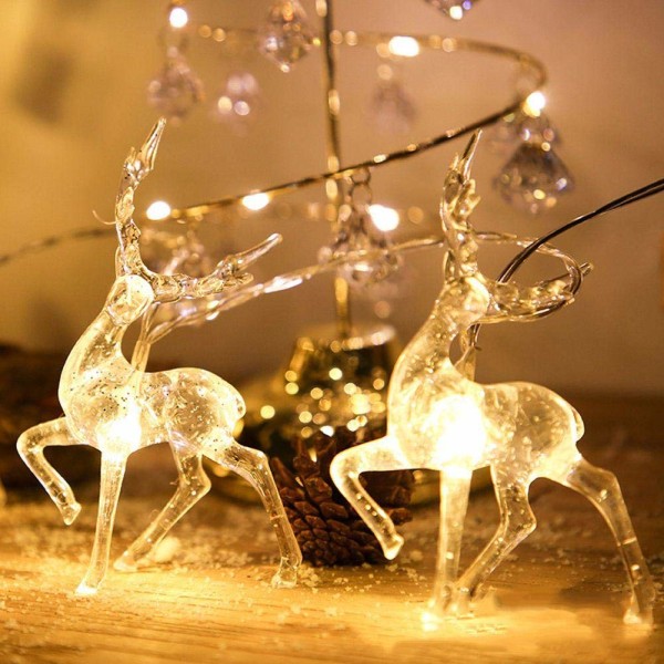 Deer String Lights 1,5m 10 LED Christmas Elg Form Varm Hvid