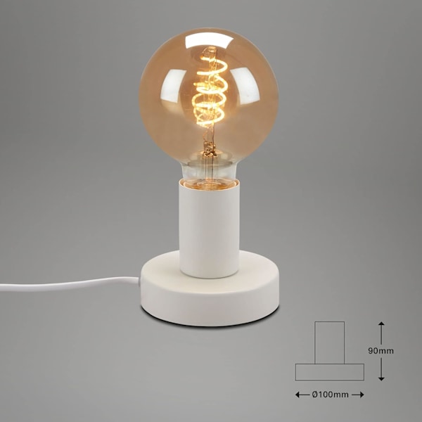 Bordlampe 1 x E27 maks. 10 W med kabelkontakt Hvid 100 x 90 mm