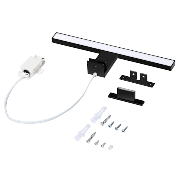 LED Sort Badeværelsesspejl Lampe 5W 30cm 400lm, Skabslys Kold Hvid 6000K, IP44 Vandtæt Klemmelampe til Badeværelsesmøbler (300mm)
