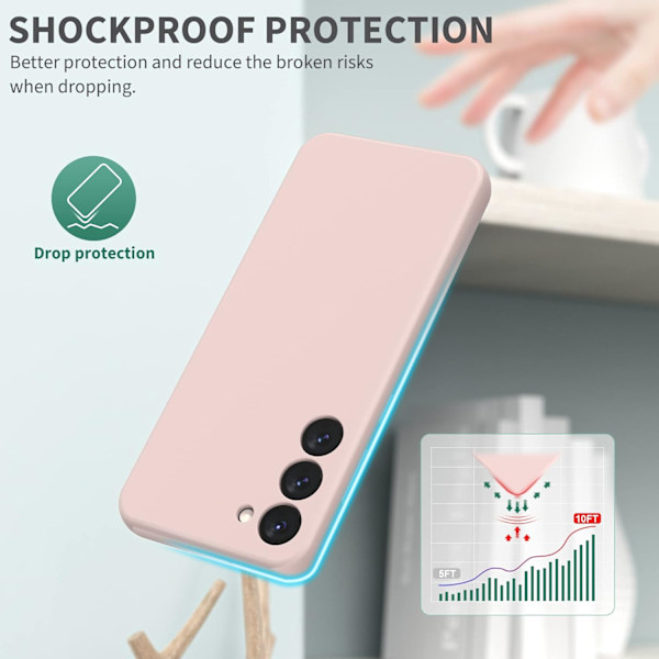 Flytende silikondeksel kompatibelt med Samsung Galaxy 23, støtsikkert for hver linse, fullkroppsdeksel for Samsung Galaxy 23 Pink
