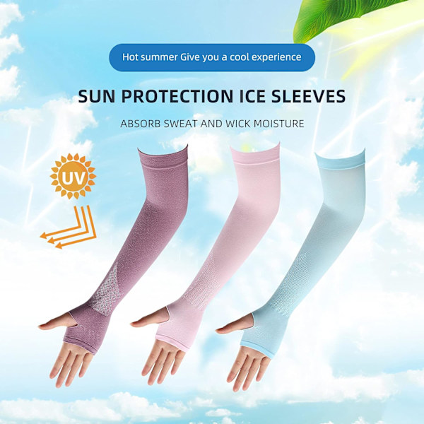 Arm Sleeves, 3 Par UV Beskyttelse Kølende Arm Sleeves 4 Farver Arm Sleeve, blå, lilla, pink