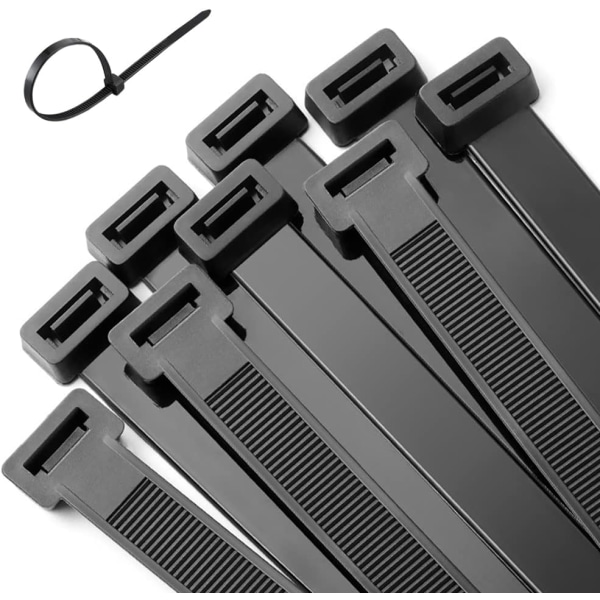100-pack svarta buntband, 300 mm x7,6 mm, 12-tums nylon med blixtlås, tjockare och bredare plastband för gör-det-själv utomhuskontor Hemträdgård