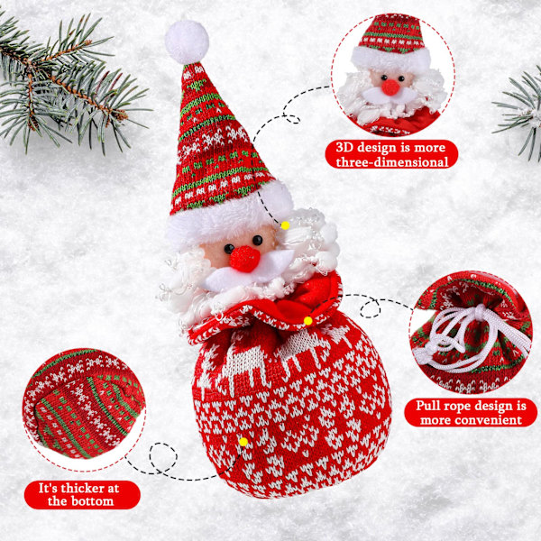 Juldekorationspåse, tomte, snögubbe, älg, björn (8 st)