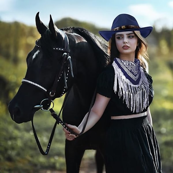 Kvinders Filt Cowboyhat til Fastelavnskostume Rollespil Cosplay Fødselsdagsfest, blå