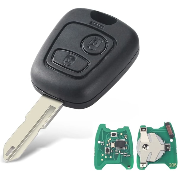 Heart Horse 2 Knapper 433MHz Bilnøkkel Fjernkontroll Nøkkelhus for Peugeot 206 med ID46 Chip og NE73 Blad