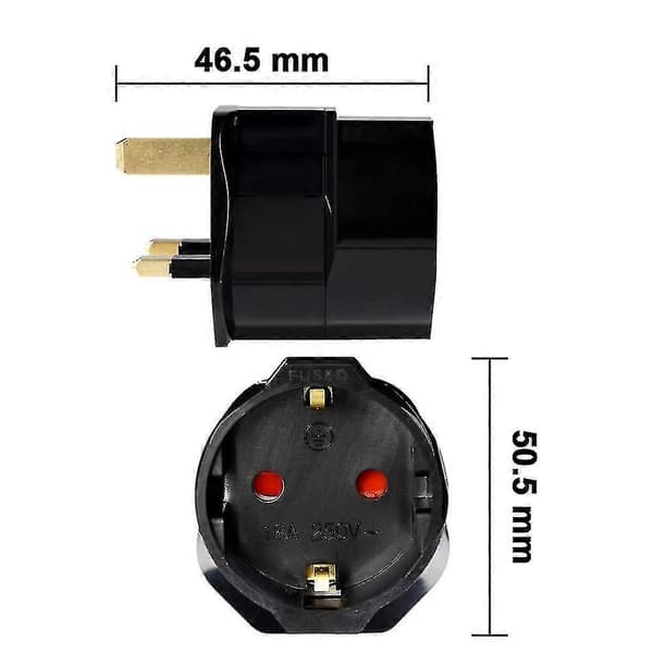 2x Rejseadapter Adapterstik Til England - Rejsestik Strømadapter EU Til Stikkontakt - Rejsestik Black
