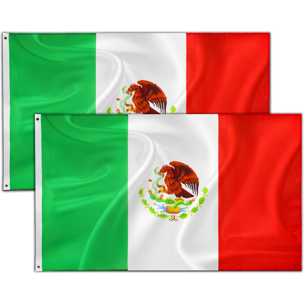 2 stk. Mexico flag 3x5 fod 2022 VM-dekorationer
