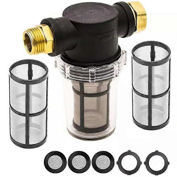 Trädgårdsslangfilter, 3/4 trädgårdsslang sedimentfilter med 100 mesh-skärm med 2 O-ringar och 3 filter för utomhusbruk