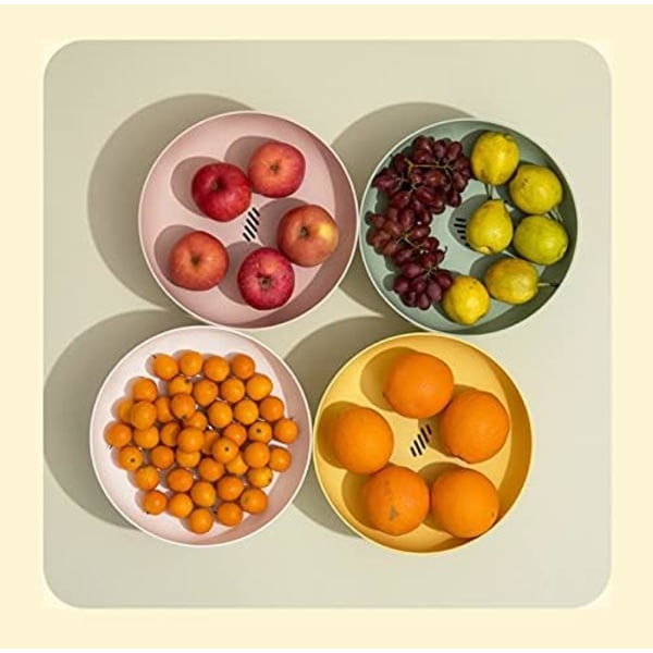 Rund frugtskål, plastik frugttallerken 26 cm grøntsagsopbevaringskurv Dekorativ lille frugtkurv Køkkenbakke, opvaskemaskine, BPA-fri