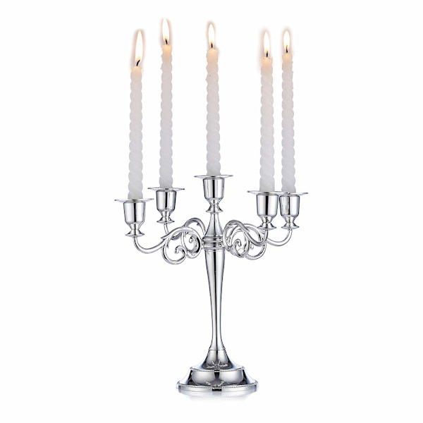 Silver Candelabra Holder 5 Arm  27cm Tall Taper Candles