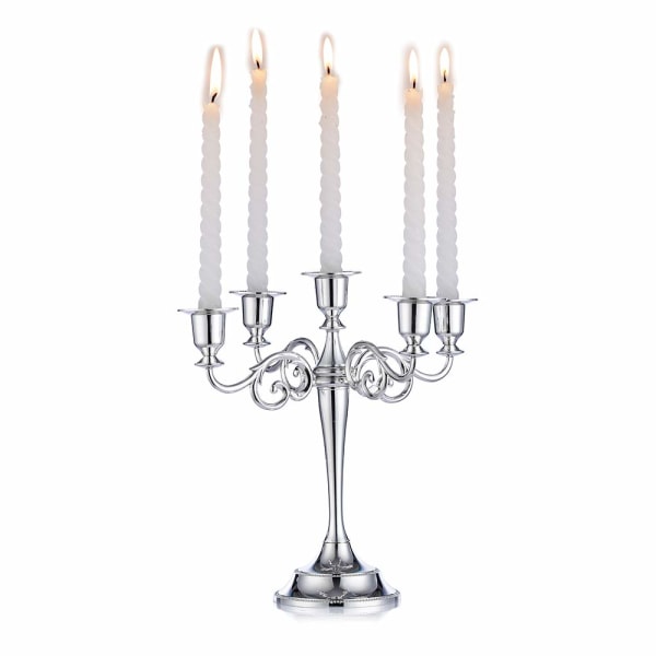 Silver Kandelaber Hållare 5 Arm 27cm Tall Taper Candles
