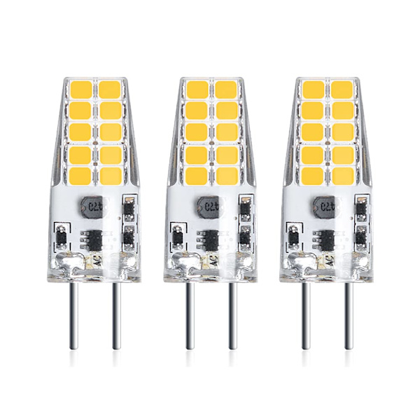 3 STK 3W 12V G6.35 LED-pære Varm hvid 3000K