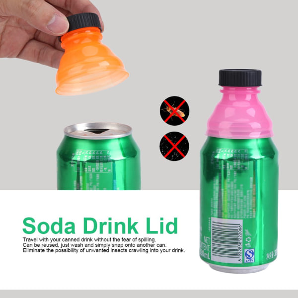 Flaskehetter, 6 stk. Fargeblandet gjenbrukbar Snap On Pop Can Convert Soda Savers Flaskehetter for kule Coca-Cola drikke lokk