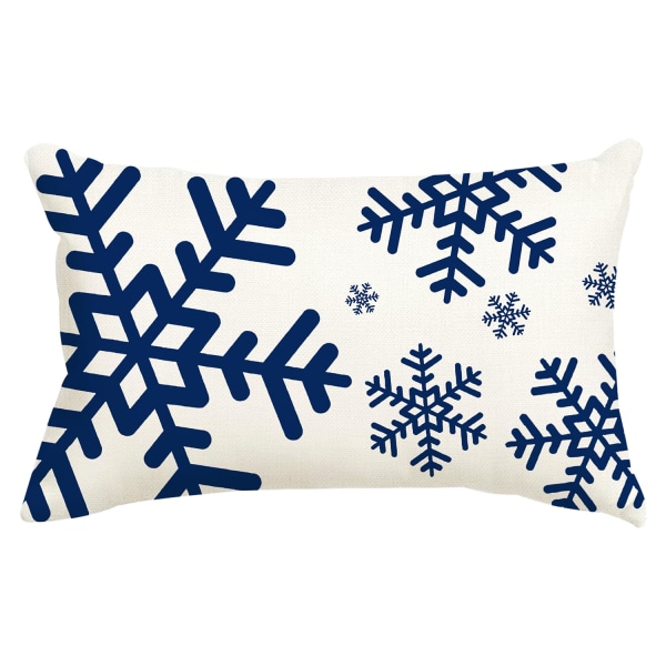 Julepudebetræk 12x20 tommer Blå sne Dekorative pudebetræk Dekoration Sommerhus Fest pudebetræk til sofa sofa