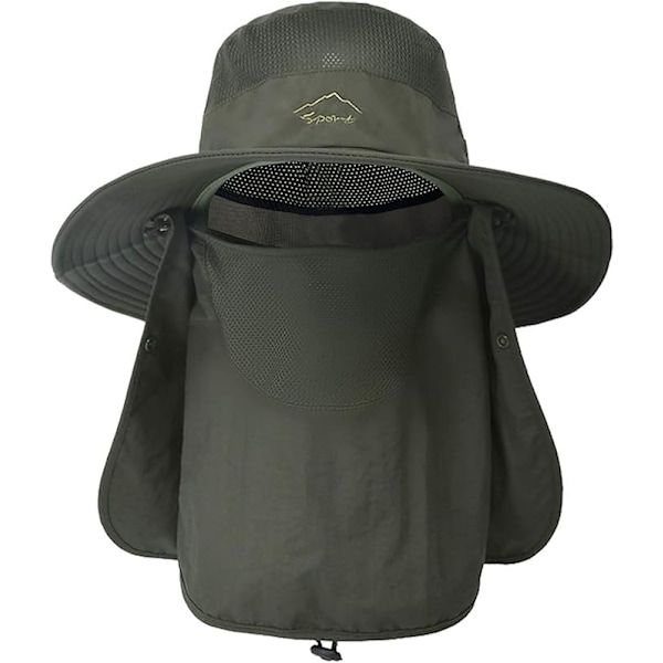 Fiskarhatt med bred brätte och ansiktsskydd, fiskekeps, vandring, solhatt, mesh safari, trädgårdsarbete, vandring, solskydd, packbar bucket hat