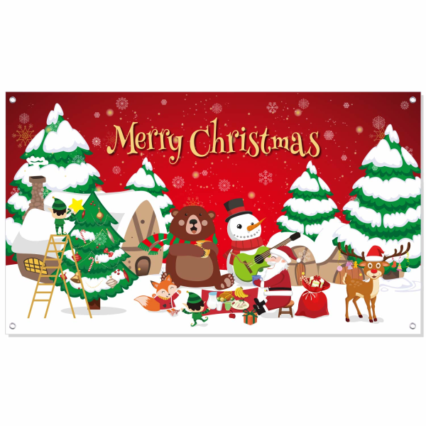 Merry Christmas Strip Banner Ekstra stort juleskilt (115 x 180 cm)