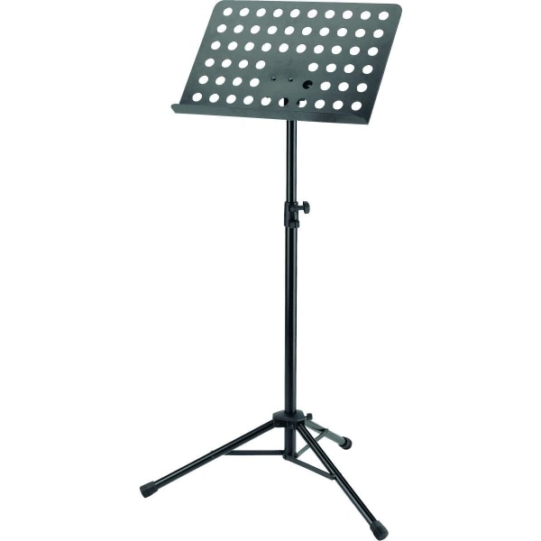 Orkester Stativ Sort - Musikstativ udtrækkeligt fra 74 - 127 cm - Perforeret nodestativ med hurtigudløsning
