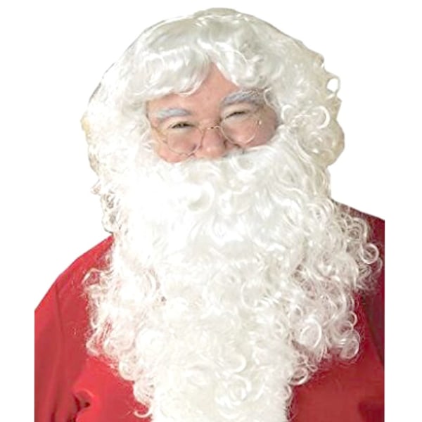 Joulupukin parta Joulupukin parta, Natural Luxury täys- ja monikerroksinen joulupukin peruukki, erittäin pullea ja kaunis valkoinen joulupukin peruukki ja set