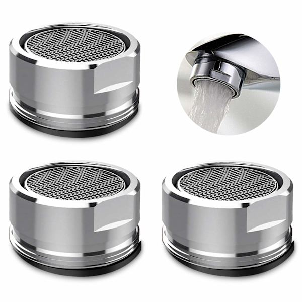3 stk. Lufter til kran i sølv (utvendig diameter 24 mm)