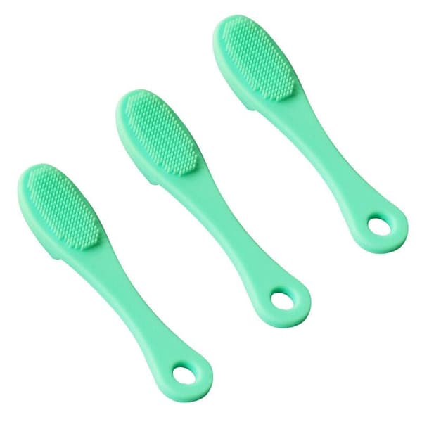 3x silikon kjæledyrfingerbørster - grønn Turquoise turquoise