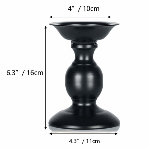 Svarte 2 stk jernsøylelysholdere, perfekt for 80 mm søylelys eller flammeløse ledlys