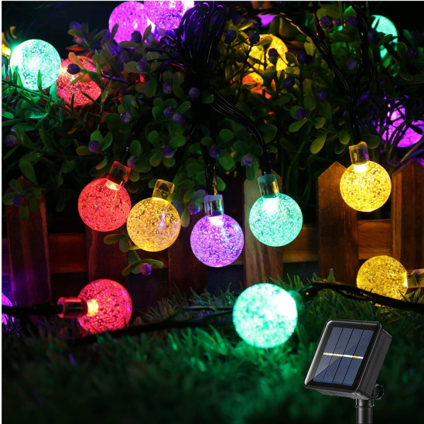 Soldrivna Fairy Lights Outdoor 6.5M 30 LED 8 Mode, Multicolor