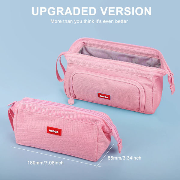 Stor blyantsæske Super stor blyantsæske til kvinder Lynlås Smoothy penneetui Pungholder Stationery Organizer Duarable skole blyantsæske  Pink